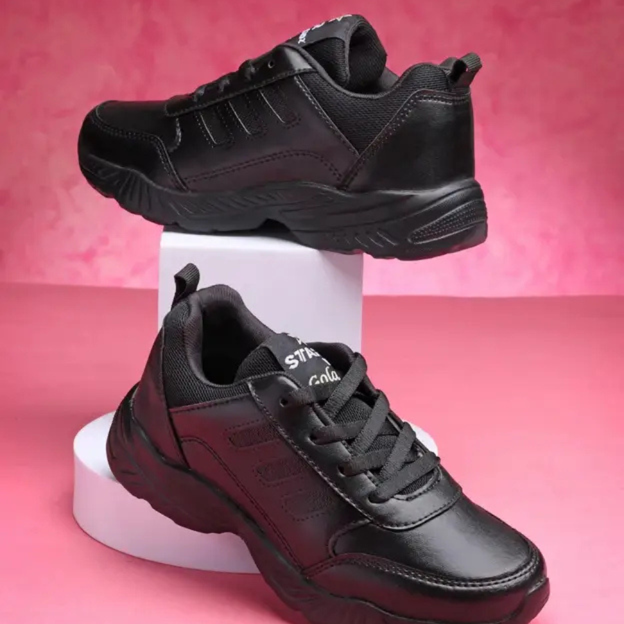 Lace School Shoes For Boys & Girls (Black, 10 to 16 years)