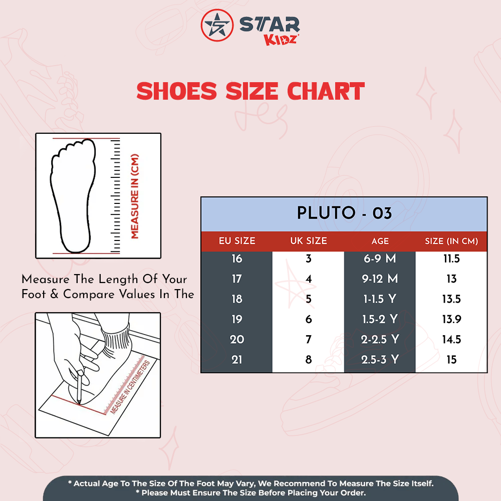 Star Glow Blaze Sandal PLUTO-03  |  6 MONTH TO 3 YEARS | WHT