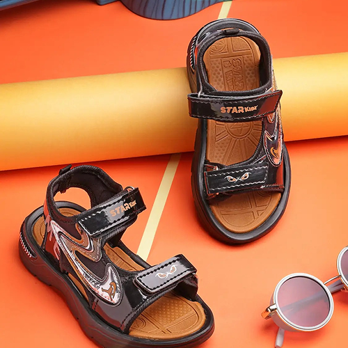 Velcro Strappy Sandals For Boys & Girls Black