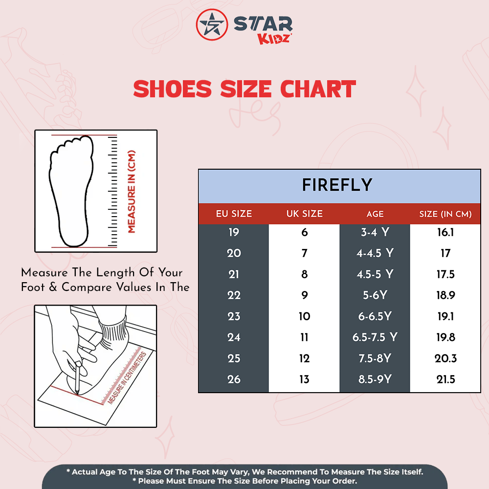 STAR LIGHTNING CASUAL SHOE (FIREFLY-12) | 3 YEARS TO 9 YEARS | RBL-PNK