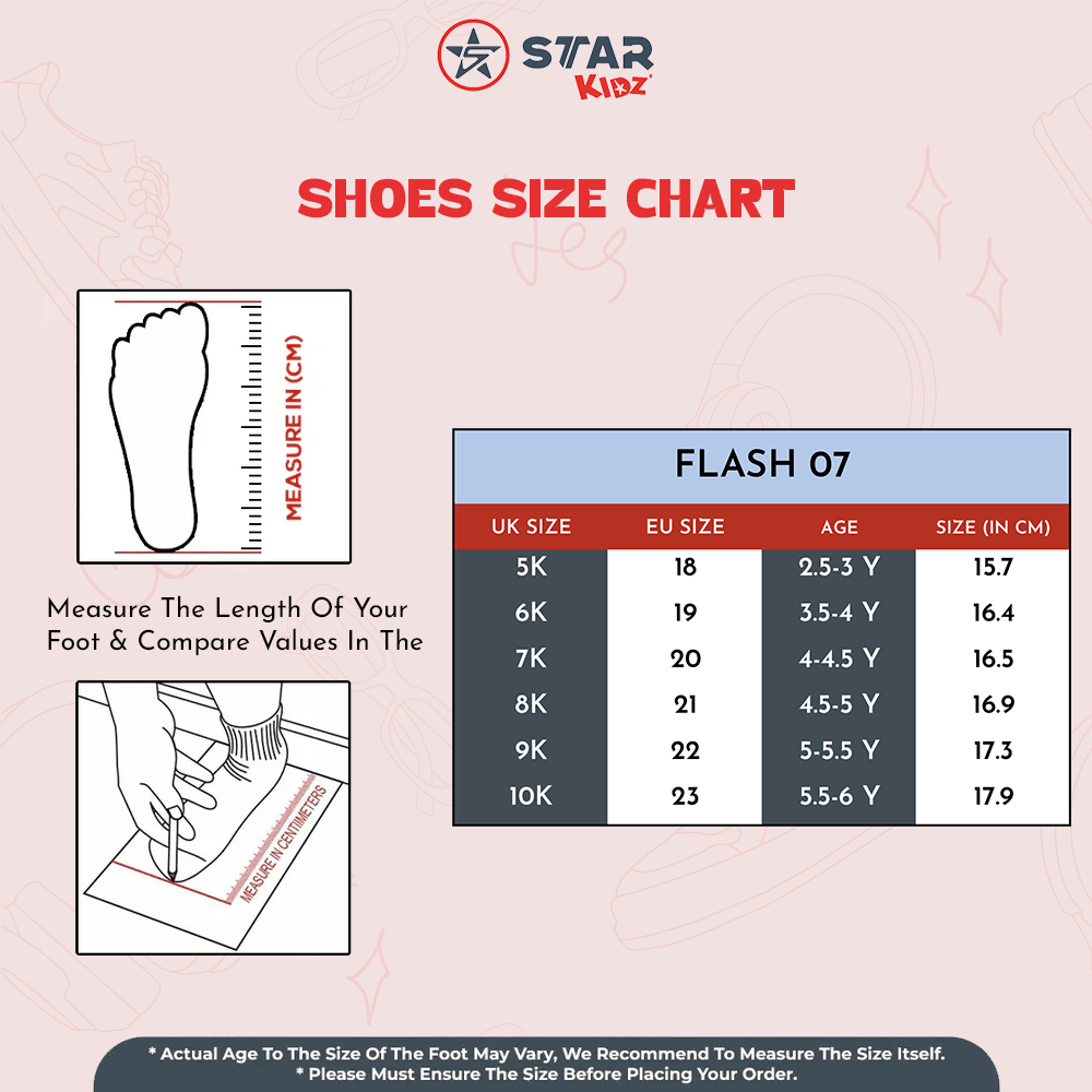 STAR DASH STRIDES SANDALS (FLASH-07) |  AGE 2.5 YEARS TO 6 YEARS | BABY PINK