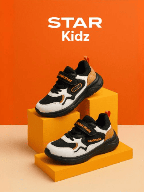 STAR AERO SPOUT VELCRO CASUAL SHOE (KSJ-404-V) | 7 YEARS TO 12 YEARS | BLK