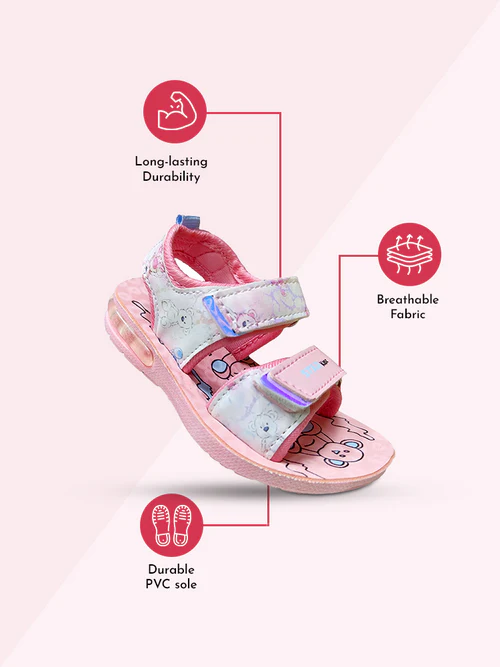 STAR DASH STRIDES SANDALS (FLASH-07) |  AGE 2.5 YEARS TO 6 YEARS | BABY PINK
