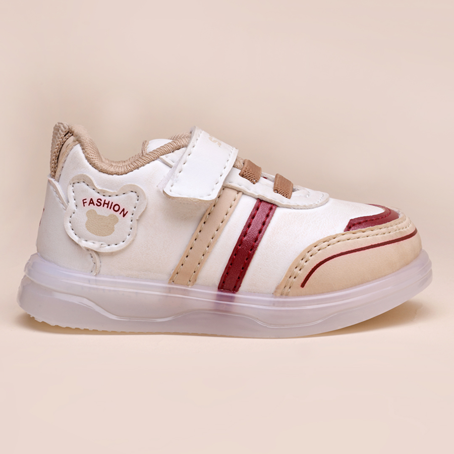 Velcro LED Shoes For Boys & Girls (Beige)