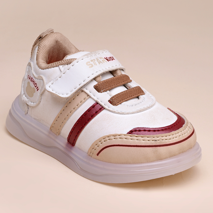 Velcro LED Shoes For Boys & Girls (Beige)