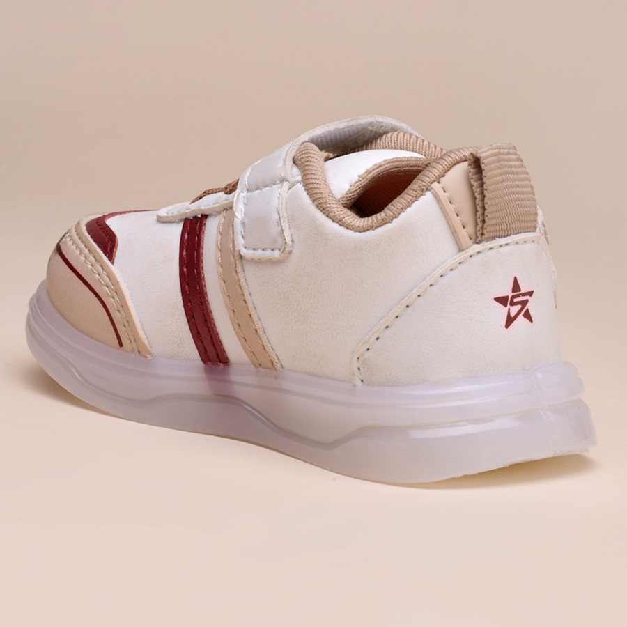 Velcro LED Shoes For Boys & Girls (Beige)