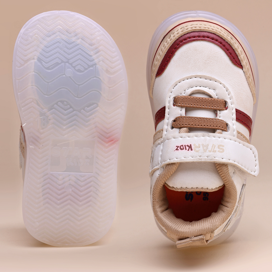Velcro LED Shoes For Boys & Girls (Beige)