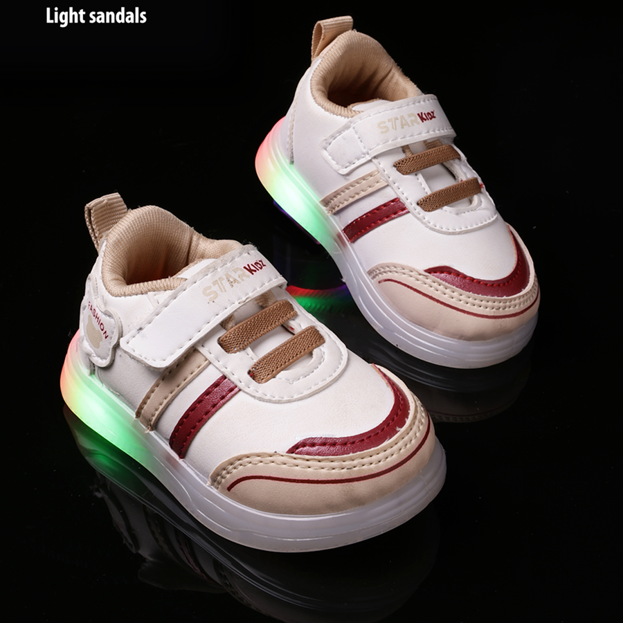 Velcro LED Shoes For Boys & Girls (Beige)