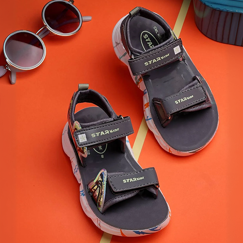 Velcro Strappy Sandals For Boys & Girls - Grey
