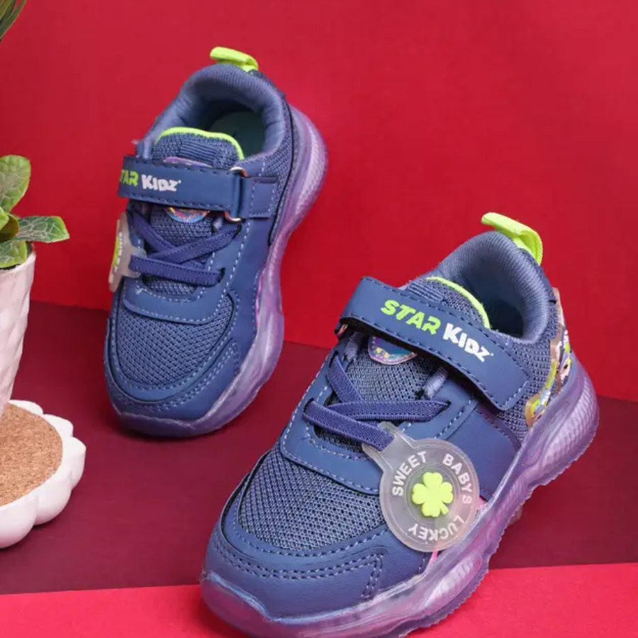 Velcro LED Shoes For Boys & Girls  (Dark Blue, 3 to 9 years)