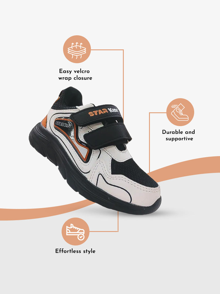 STAR AERO SPOUT VELCRO CASUAL SHOE (KSJ-404-V) | 7 YEARS TO 12 YEARS | BLK
