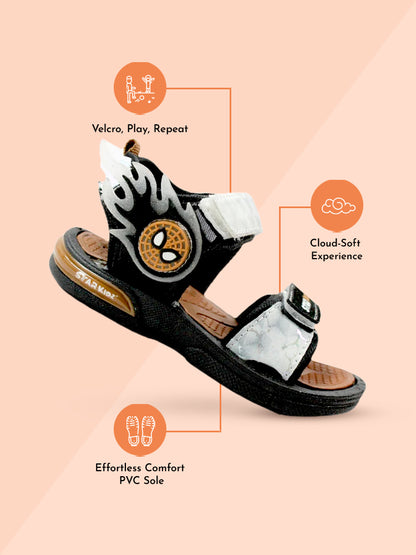 SWIFT STRIDE Cute Kid Sandal | Age 3.5 - 8.5 Years | Black/TAN