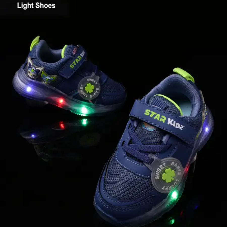 Velcro LED Shoes For Boys & Girls  (Dark Blue, 3 to 9 years)