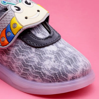 Velcro LED Shoes For Boys & Girls  (Grey)