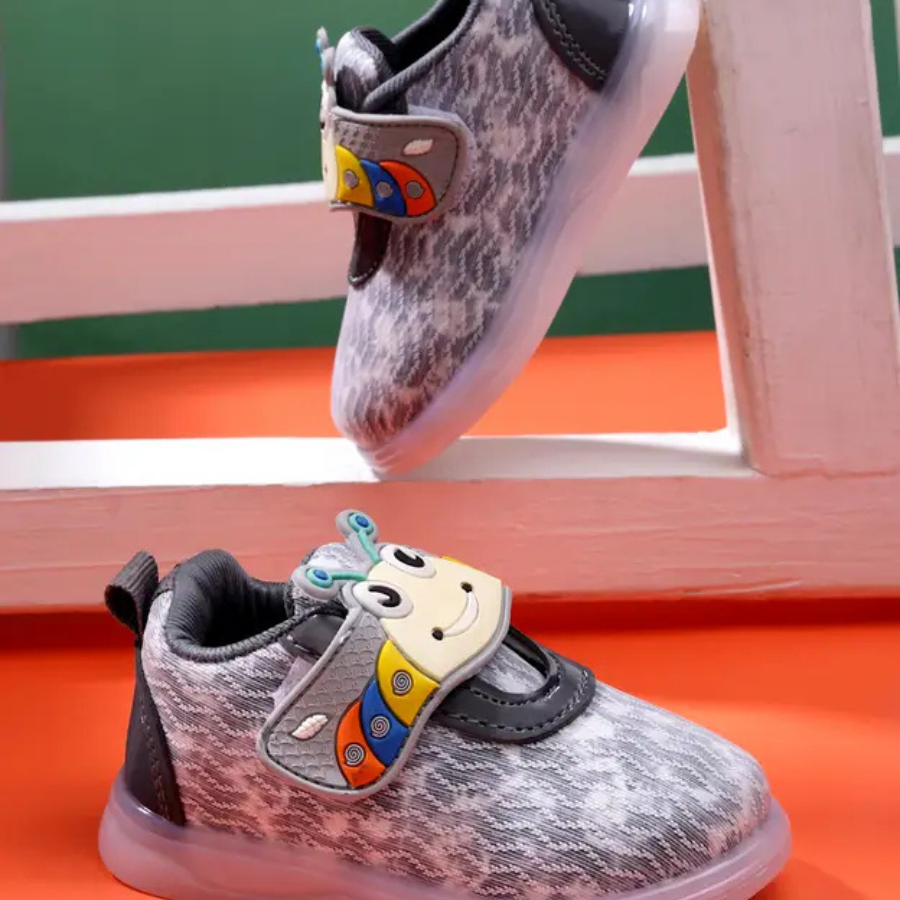 Velcro LED Shoes For Boys & Girls  (Grey)