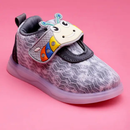 Velcro LED Shoes For Boys & Girls  (Grey)