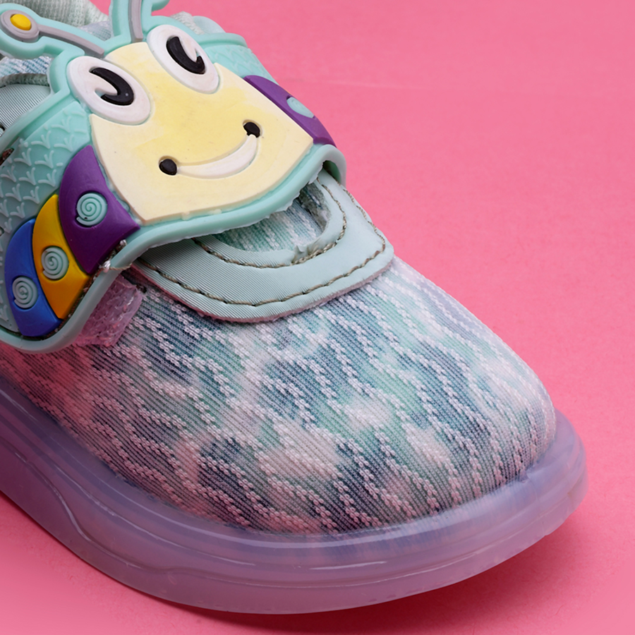 Velcro LED Shoes For Boys & Girls  (Light Green)