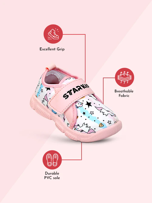 COZY UNICORN CASUAL SHOES Ash-02 |  AGE 6 MONTHS TO 3 YEARS | BABY PINK