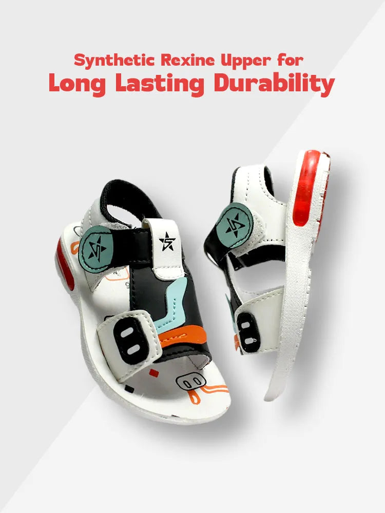 Dash Breezes Cute Toddler Sandal (Flash-05)) | Age 2.5 - 4 years | BLK-WHT