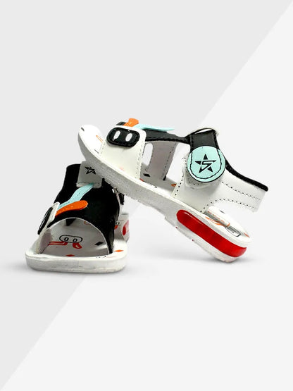 Dash Breezes Cute Toddler Sandal (Flash-05)) | Age 2.5 - 4 years | BLK-WHT