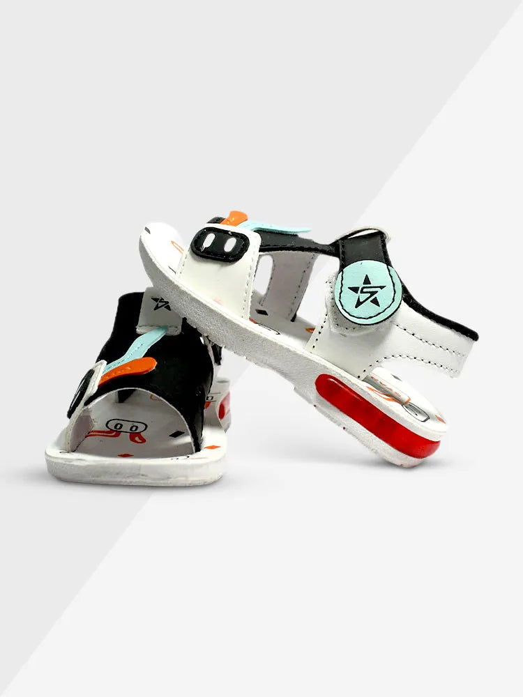Dash Breezes Cute Toddler Sandal (Flash-05)) | Age 2.5 - 4 years | BLK-WHT