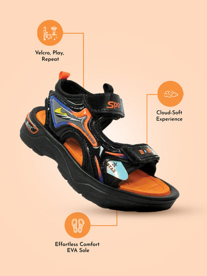 EVOLVE KICKS Sandal (Joy-01) | Age 3 - 6 Years | Black