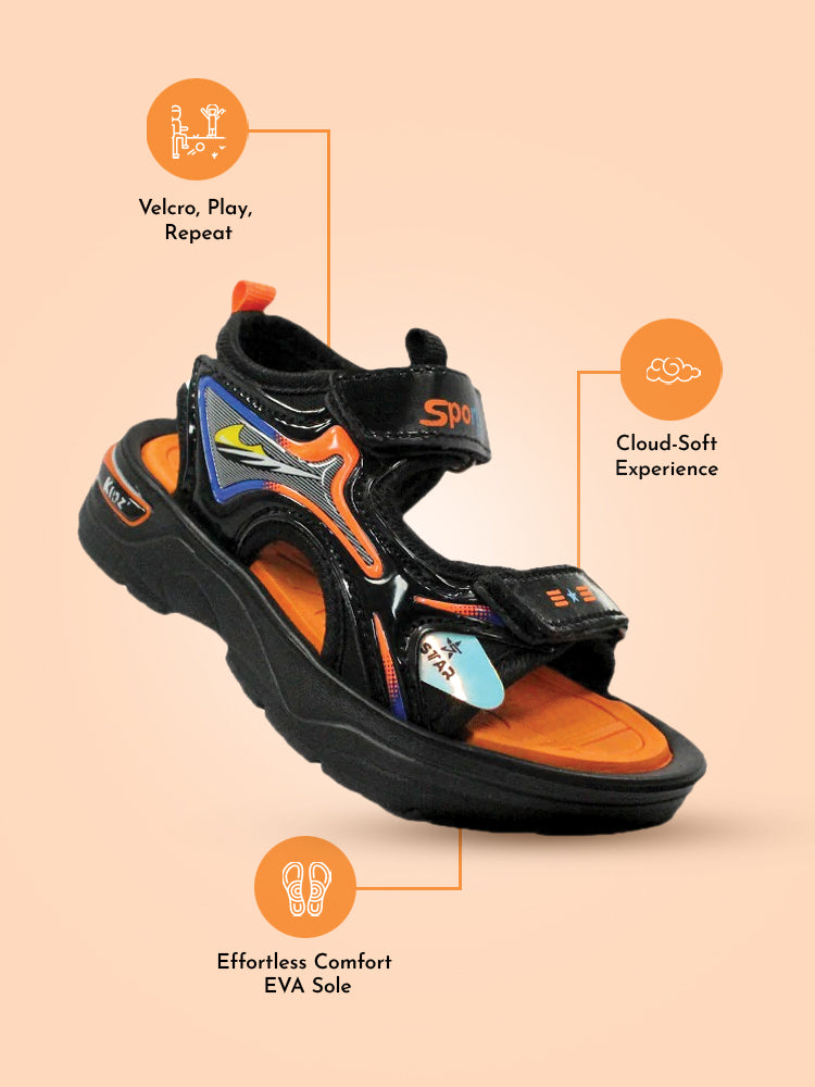 EVOLVE KICKS Sandal (Joy-01) | Age 3 - 6 Years | Black