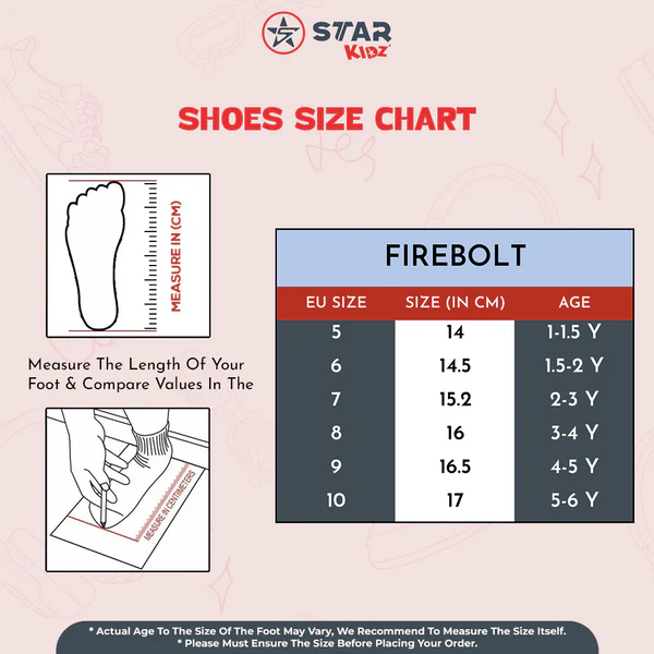 STAR BOLT ZIP SHOES (FIRE BOLT-02) |  AGE 1.5 YEARS TO 6 YEARS | NAVY BLUE