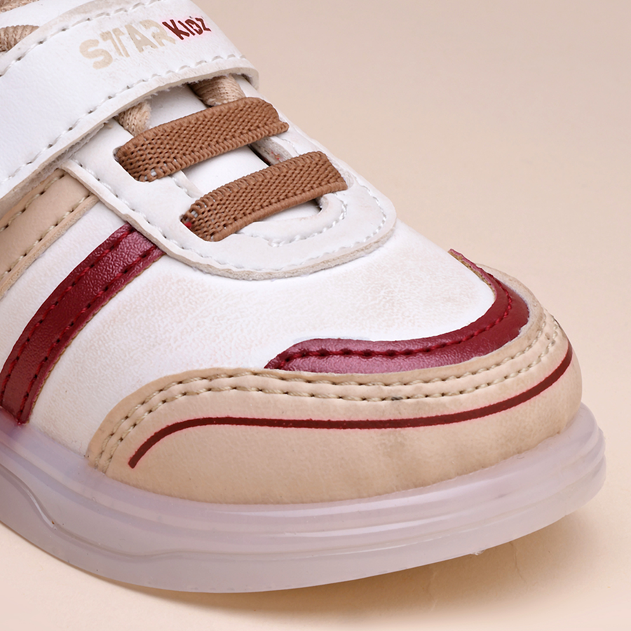Velcro LED Shoes For Boys & Girls  (Beige)