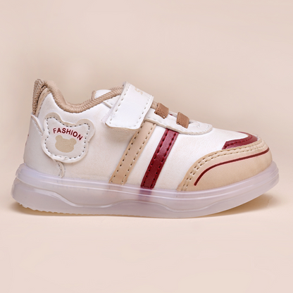 Velcro LED Shoes For Boys & Girls  (Beige)