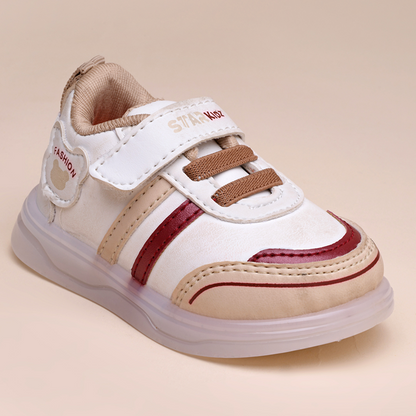 Velcro LED Shoes For Boys & Girls  (Beige)