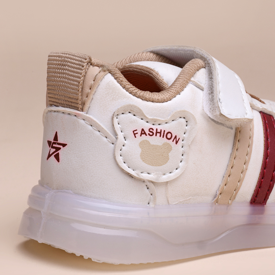 Velcro LED Shoes For Boys & Girls  (Beige)