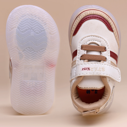 Velcro LED Shoes For Boys & Girls  (Beige)