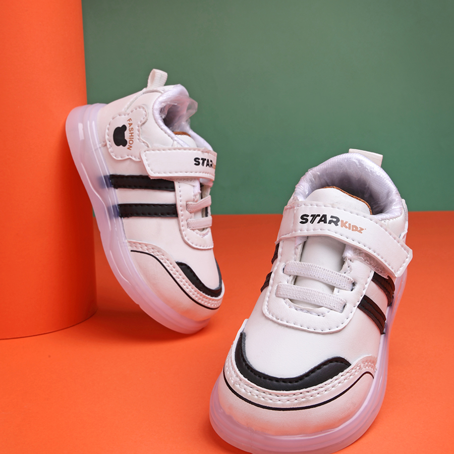 Velcro LED Shoes For Boys & Girls  (White)