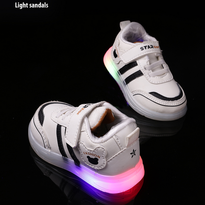 Velcro LED Shoes For Boys & Girls  (White)