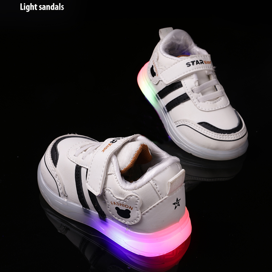 Velcro LED Shoes For Boys & Girls  (White)