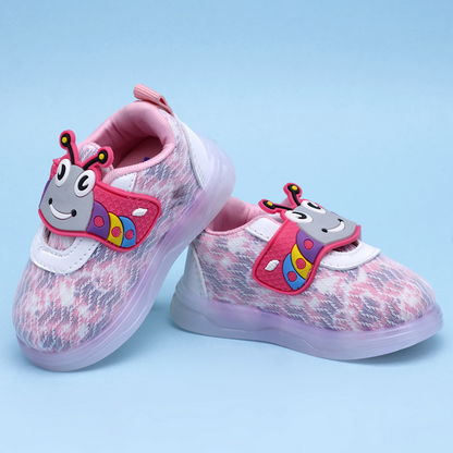 Velcro LED Shoes For Boys & Girls  (Pink)