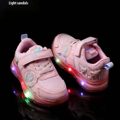 Velcro LED Shoes For Boys & Girls  (Pink, 3-9 Year)