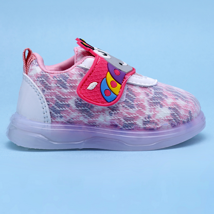Velcro LED Shoes For Boys & Girls  (Pink)