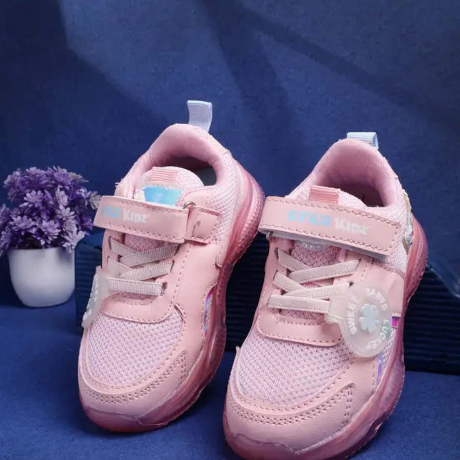 Velcro LED Shoes For Boys & Girls  (Pink, 3-9 Year)