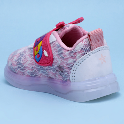 Velcro LED Shoes For Boys & Girls  (Pink)