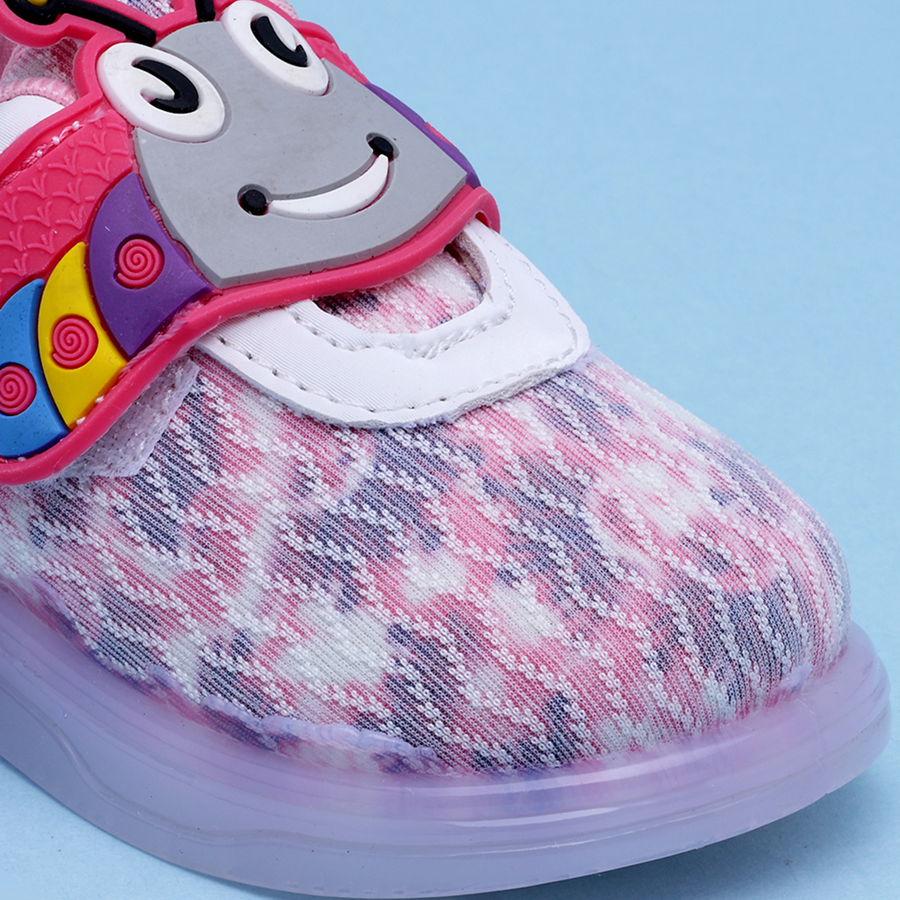 Velcro LED Shoes For Boys & Girls  (Pink)