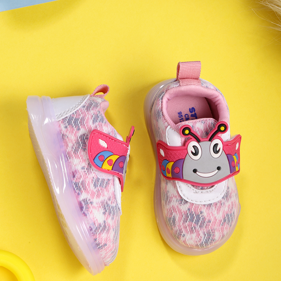 Velcro LED Shoes For Boys & Girls  (Pink)